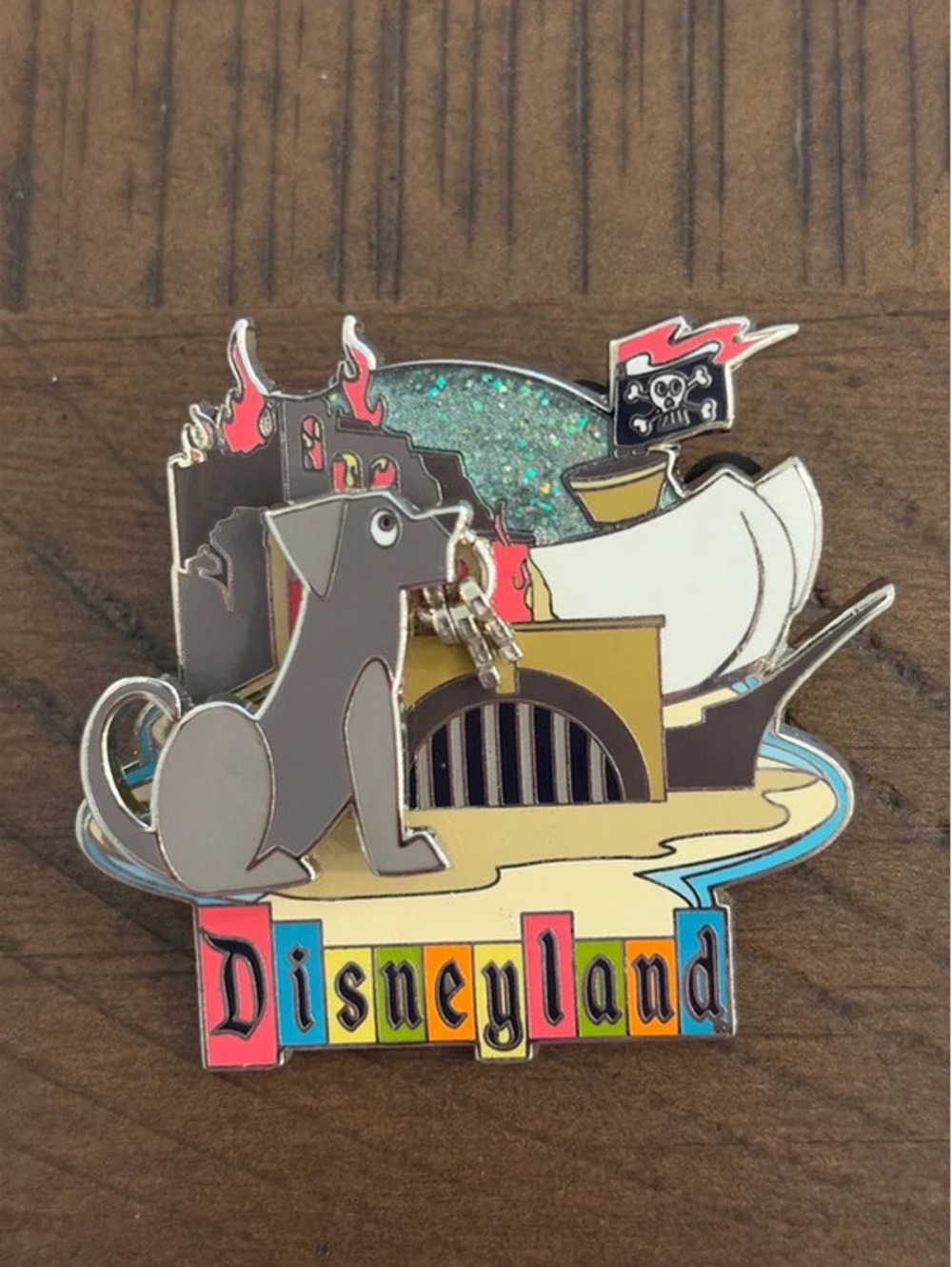Disneyland 50th Anniversary Pirates of the Caribbean Jail Dog Keys Pin 2005